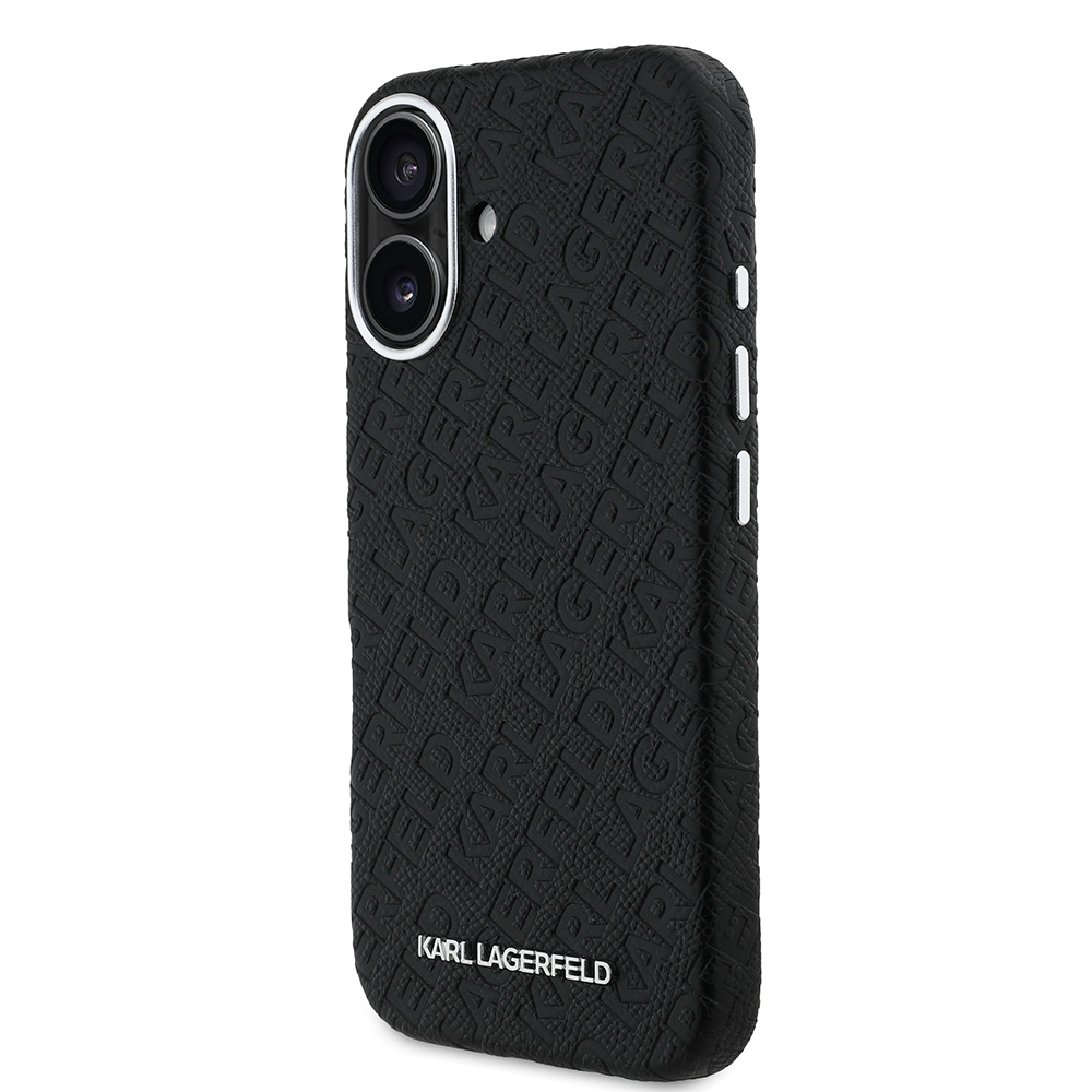 Apple iPhone 16 Kılıf Karl Lagerfeld Orjinal Lisanslı PU Deri Damgalı Metal Yazı Logolu Kapak - 3