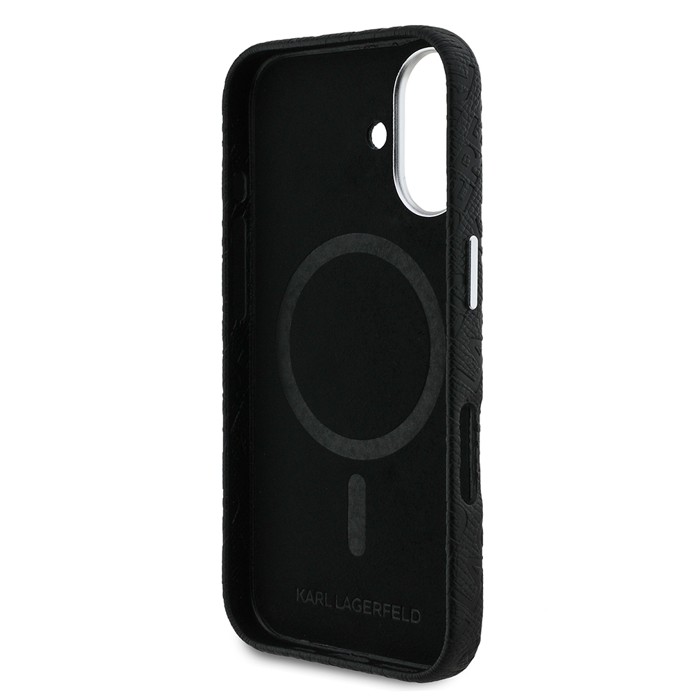 Apple iPhone 16 Kılıf Karl Lagerfeld Orjinal Lisanslı PU Deri Damgalı Metal Yazı Logolu Kapak - 8