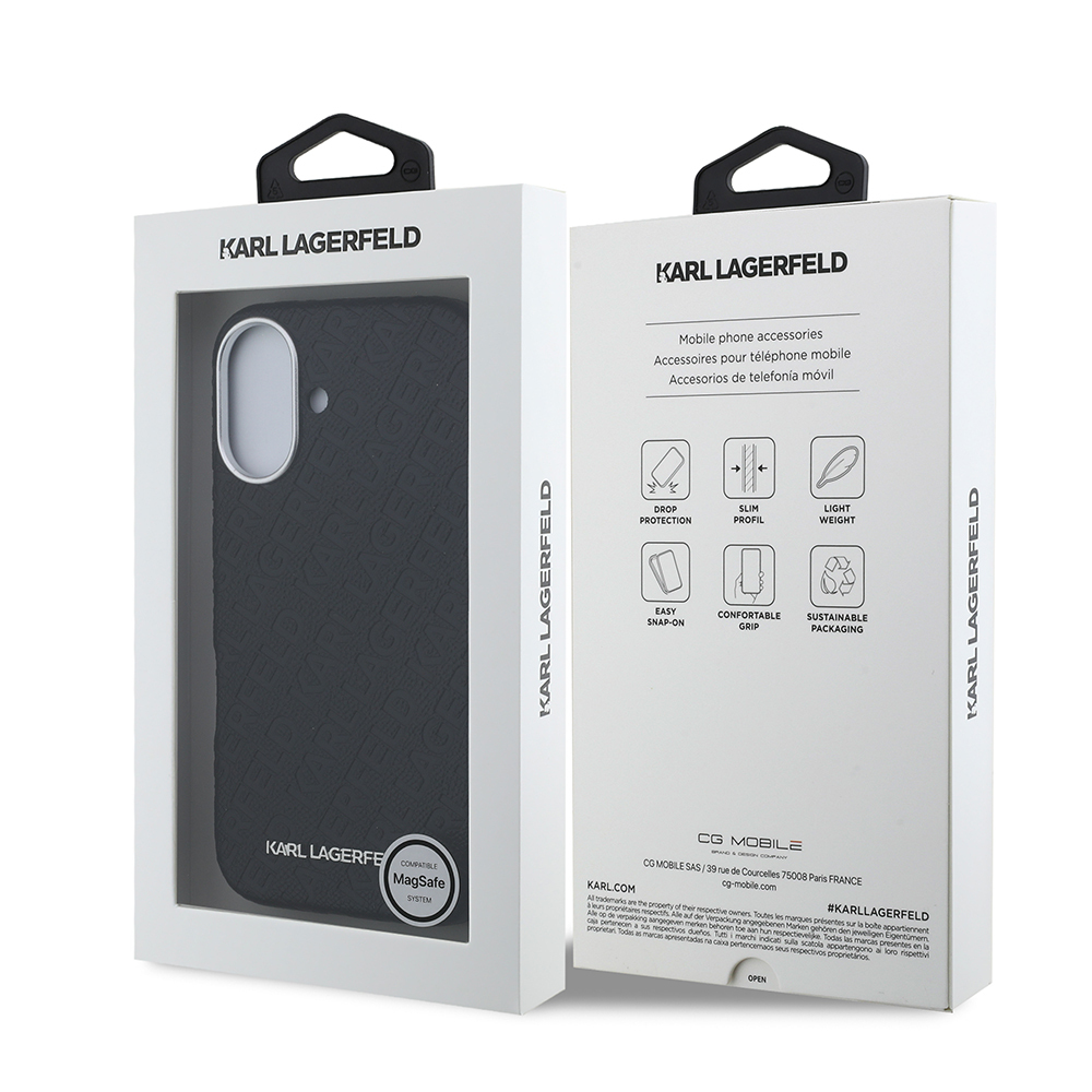 Apple iPhone 16 Kılıf Karl Lagerfeld Orjinal Lisanslı PU Deri Damgalı Metal Yazı Logolu Kapak - 9