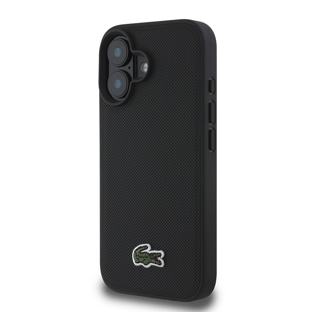 Apple iPhone 16 Kılıf Lacoste Orjinal Lisanslı PU Pike Desenli Arka Yüzey İkonik Timsah Dokuma Logolu Kapak + Type-C Kablo 1.5m - 3