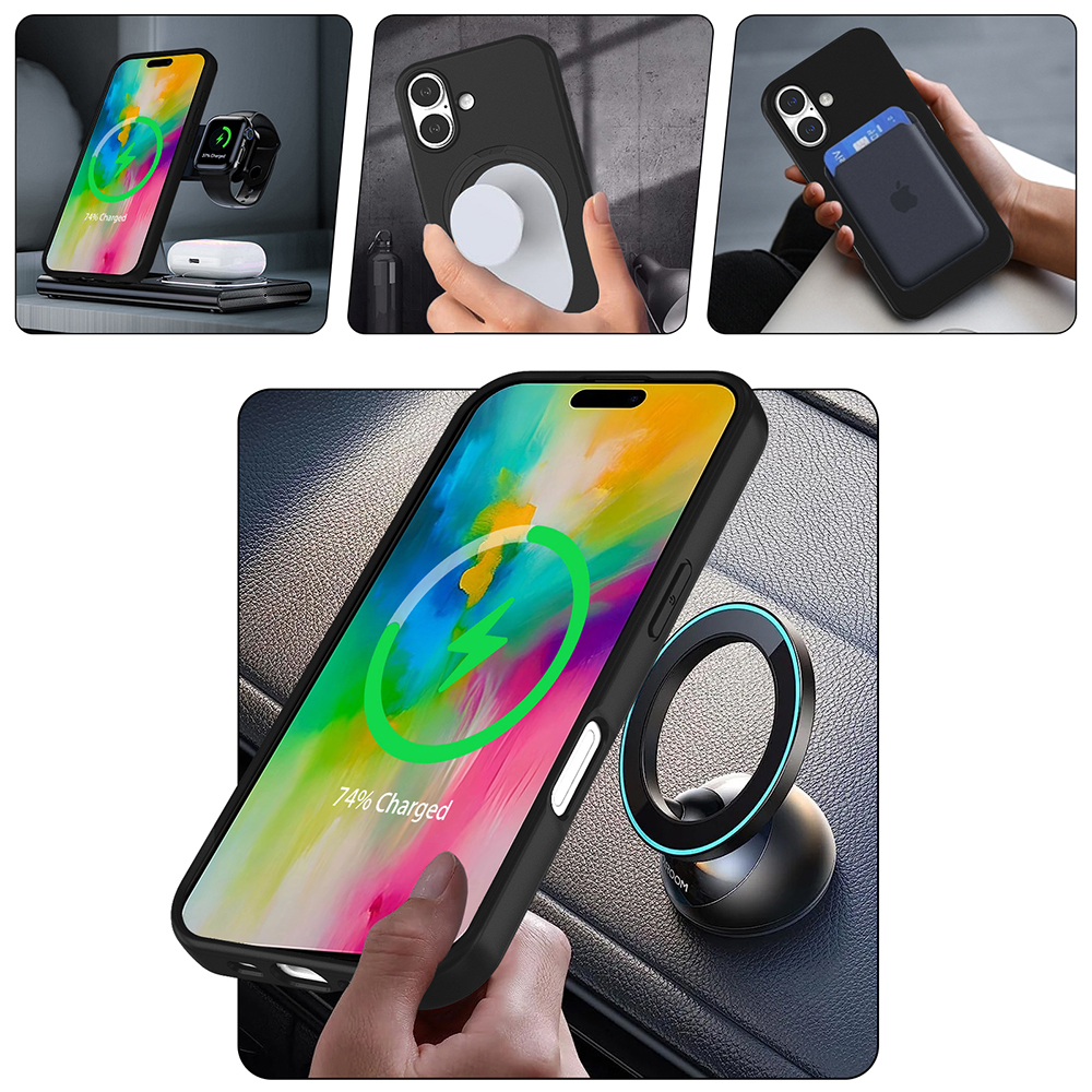 Apple iPhone 16 Kılıf M-safe Şarj Özellikli Standlı Zore Samara Kapak - 10