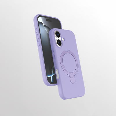 Apple iPhone 16 Kılıf M-safe Şarj Özellikli Standlı Zore Samara Kapak Lila