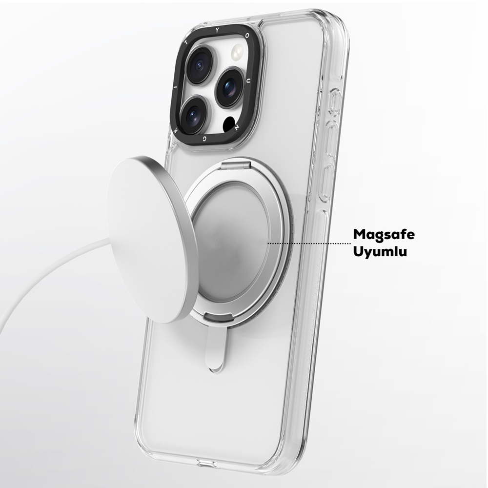 Apple iPhone 16 Kılıf Magsafe Şarj Özellikli Parmak Ring Standlı Youngkit Pivot Serisi Kapak - 7