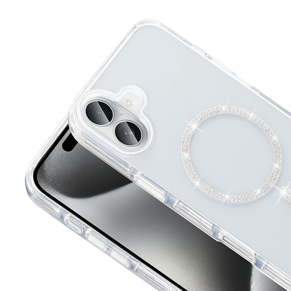 Apple iPhone 16 Kılıf Taşlı Tasarım M-safe Şarj Özellikli Zore Koment Silikon Kapak - 6