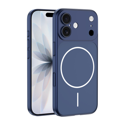 Apple iPhone 16 Kılıf Zore M-Safe Şarj Özellikli Kamera Korumalı Spark Kapak Mavi