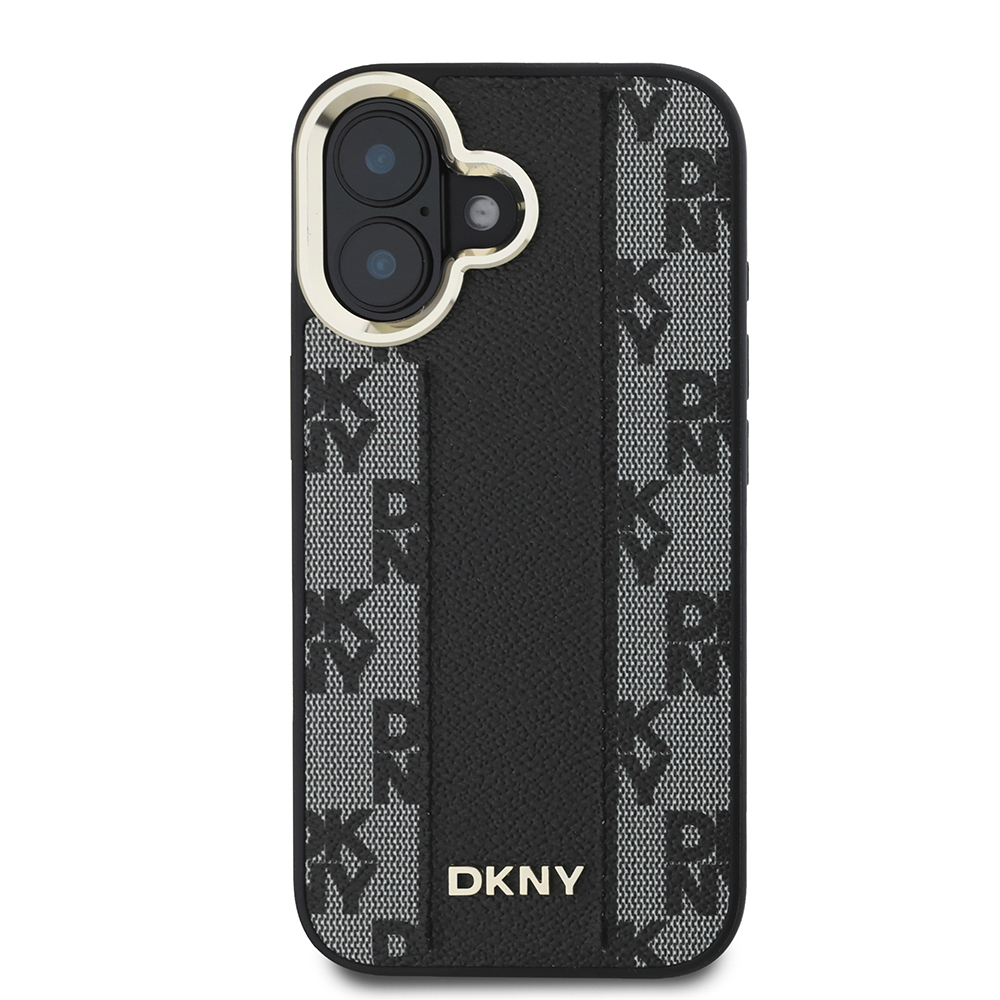 Apple iPhone 16 Plus Case DKNY Original Licensed Magsafe Charging Featured 3D Written Checkered Pattern Cover - 4