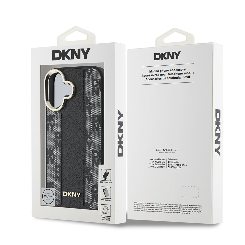 Apple iPhone 16 Plus Case DKNY Original Licensed Magsafe Charging Featured 3D Written Checkered Pattern Cover - 9