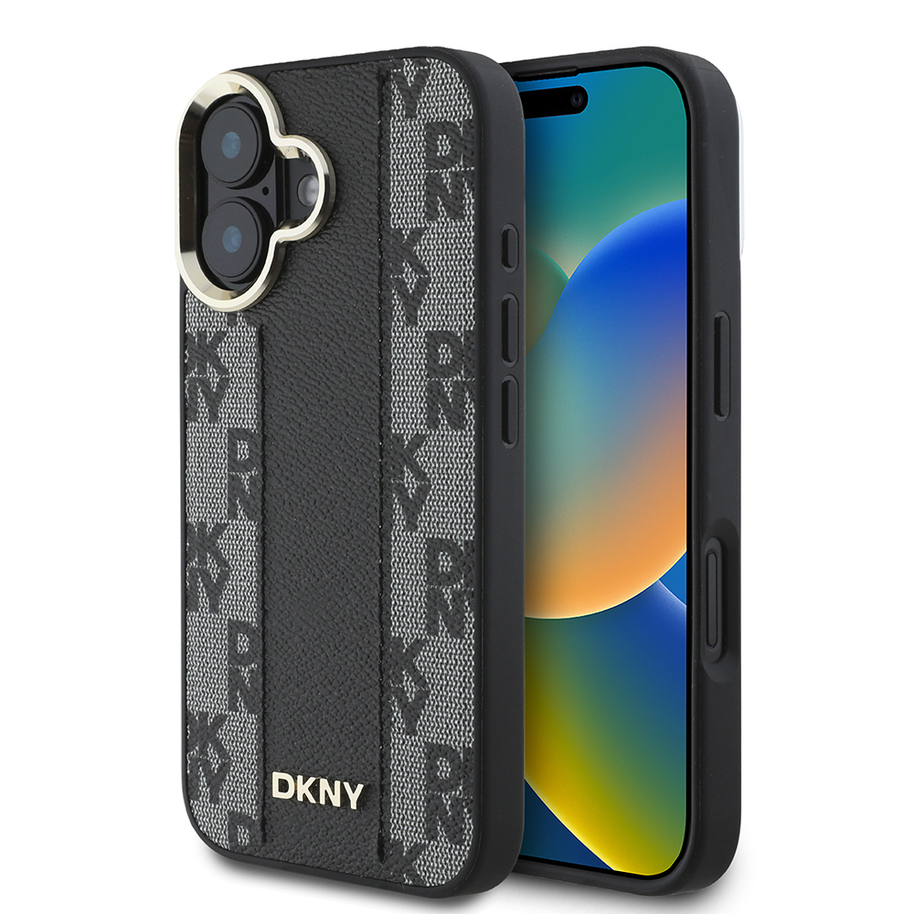 Apple iPhone 16 Plus Case DKNY Original Licensed Magsafe Charging Featured 3D Written Checkered Pattern Cover - 2