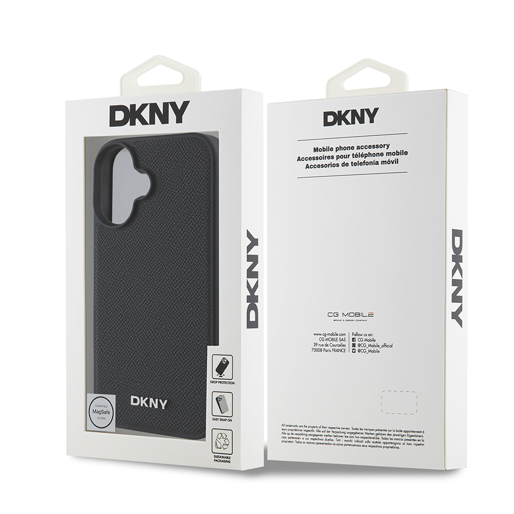 Apple iPhone 16 Plus Case DKNY Original Licensed PU Leather Grained Cover with Metal Logo with Magsafe Charging Feature - 9