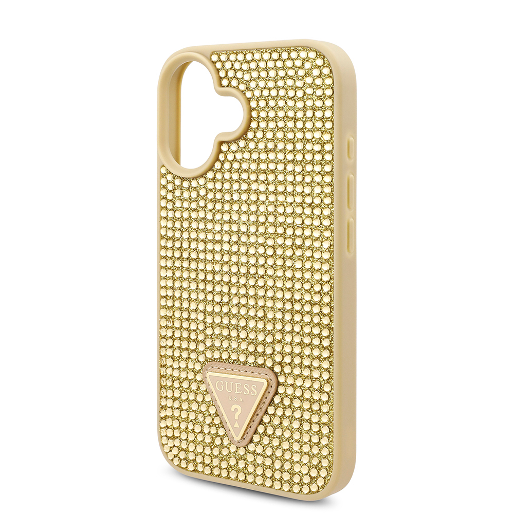 Apple iPhone 16 Plus Case Guess Original Licensed Stone Back Surface Triangle Logo Cover - 17