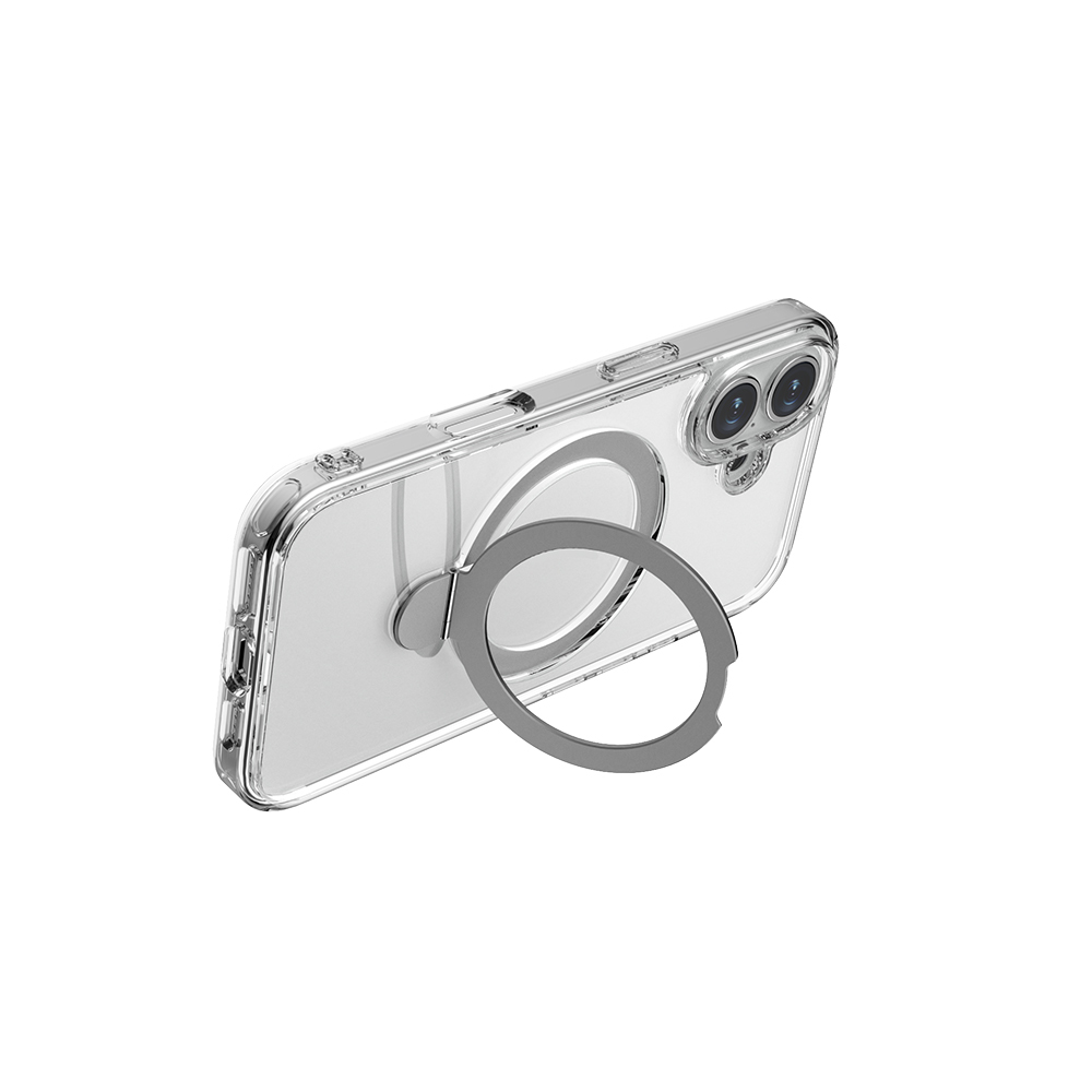 Apple iPhone 16 Plus Case Magsafe Charging Featured Raptic Air Stand Series Frosted Transparent Design Stand Cover - 7