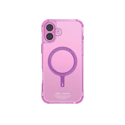 Apple iPhone 16 Plus Case Magsafe Charging Featured Transparent Airbag Design Skinarma Saido Cover Pink