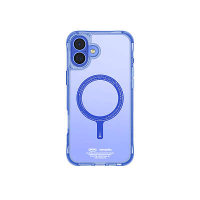 Apple iPhone 16 Plus Case Magsafe Charging Featured Transparent Airbag Design Skinarma Saido Cover Blue