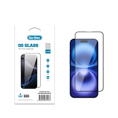 Apple iPhone 16 Plus Go Des OG Glass Antistatik Temperli Cam Ekran Koruyucu Şeffaf