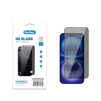 Apple iPhone 16 Plus Go Des OG Glass Privacy Antistatic Tempered Glass Screen Protector Black