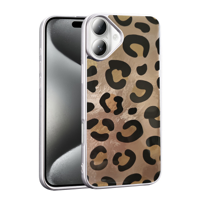 Apple iPhone 16 Plus Kılıf Desenli Zore Mep Kapak Gold Leopar