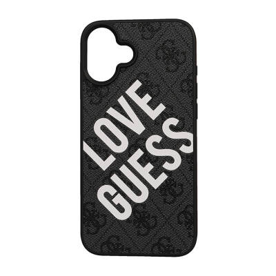 Apple iPhone 16 Plus Kılıf Guess Orjinal Lisanslı Big Love Guess Kapak Siyah