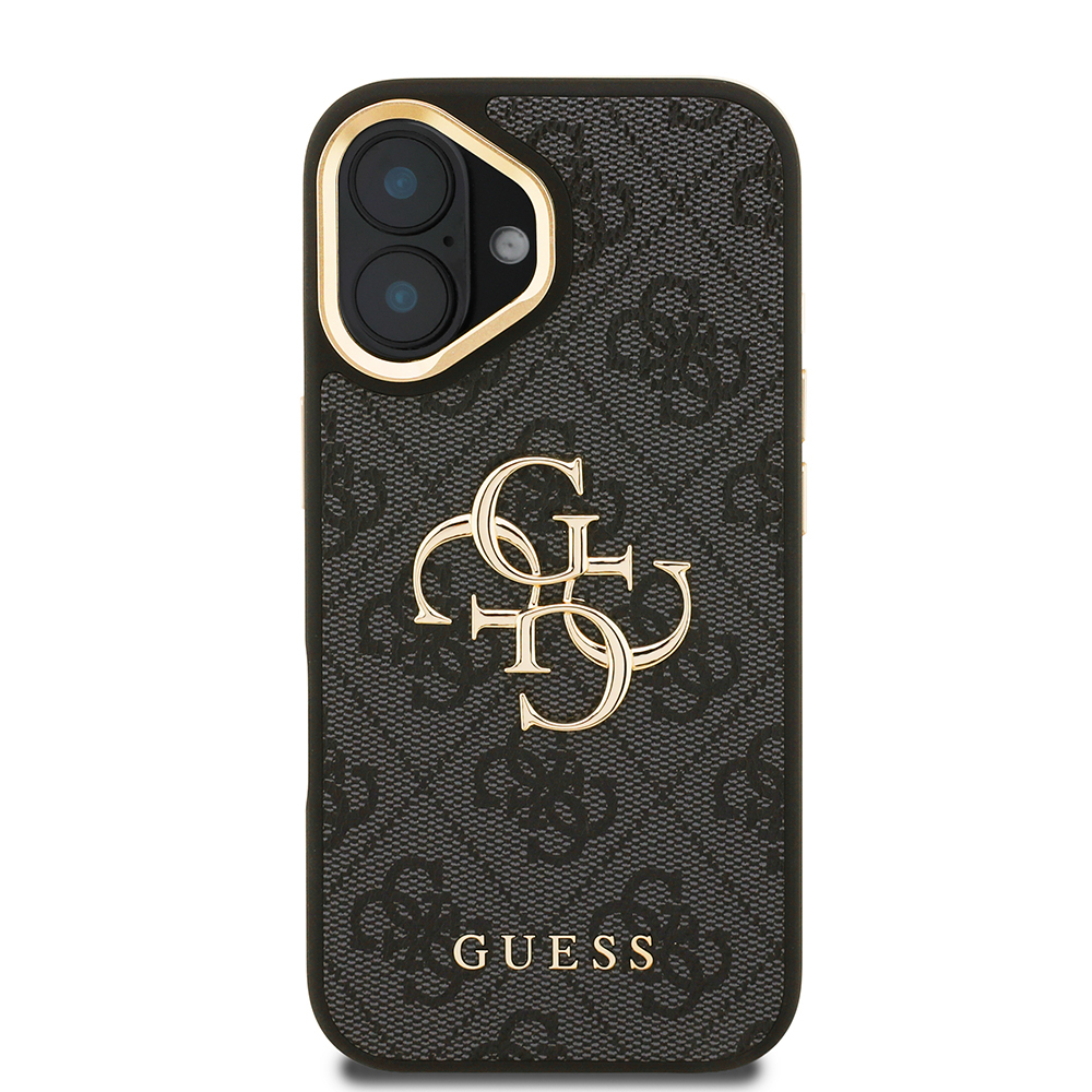 Apple iPhone 16 Plus Kılıf Guess Orjinal Lisanslı PU Deri 4G Desenli Metal Büyük 4G ve Yazı Logolu Kamera Standlı Kapak - 5