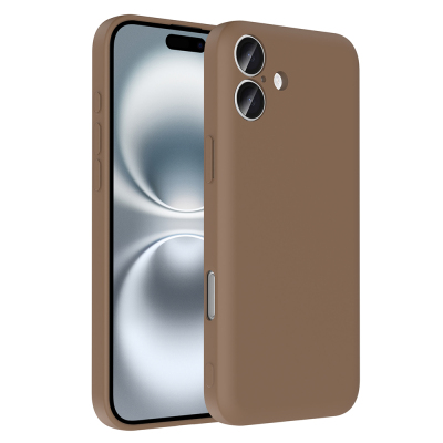 Apple iPhone 16 Plus Kılıf Kamera Korumalı Kartlık Hazneli Zore Vitra Kapak Kahverengi