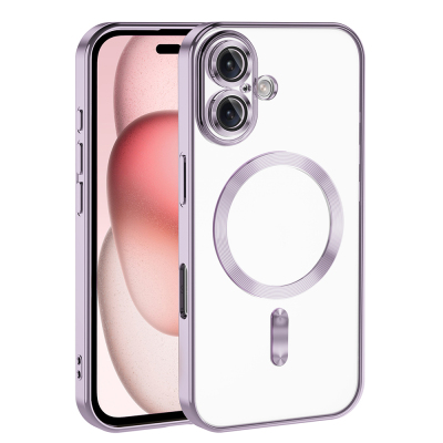 Apple iPhone 16 Plus Kılıf Kamera Korumalı M-safe Wireless Şarj Özellikli Zore Demre Kapak Lila