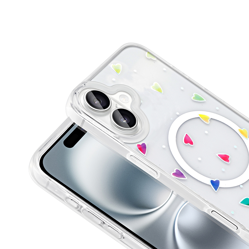 Apple iPhone 16 Plus Kılıf M-Safe Şarj Özellikli Şeffaf Zore Folk Sert Kapak - 16