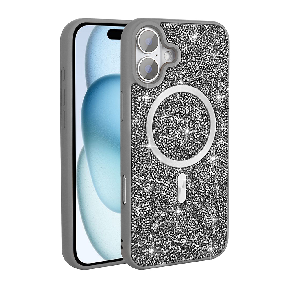 Apple iPhone 16 Plus Kılıf Pırlanta Tasarımlı M-safe Şarj Özellikli Zore Mozaik Silikon Kapak - 4