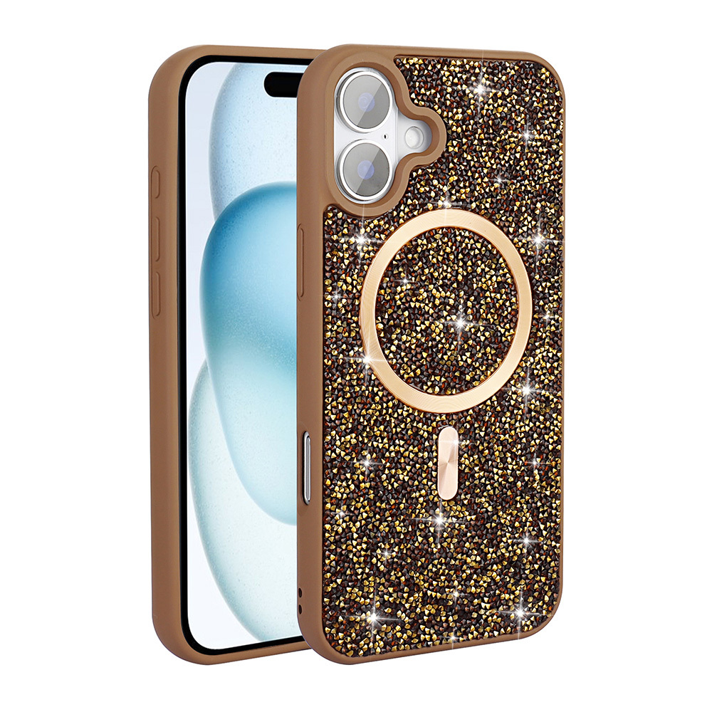 Apple iPhone 16 Plus Kılıf Pırlanta Tasarımlı M-safe Şarj Özellikli Zore Mozaik Silikon Kapak - 2