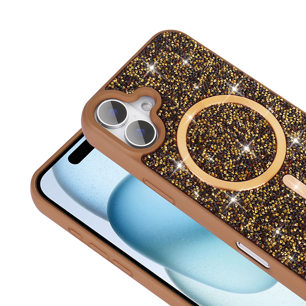 Apple iPhone 16 Plus Kılıf Pırlanta Tasarımlı M-safe Şarj Özellikli Zore Mozaik Silikon Kapak - 8