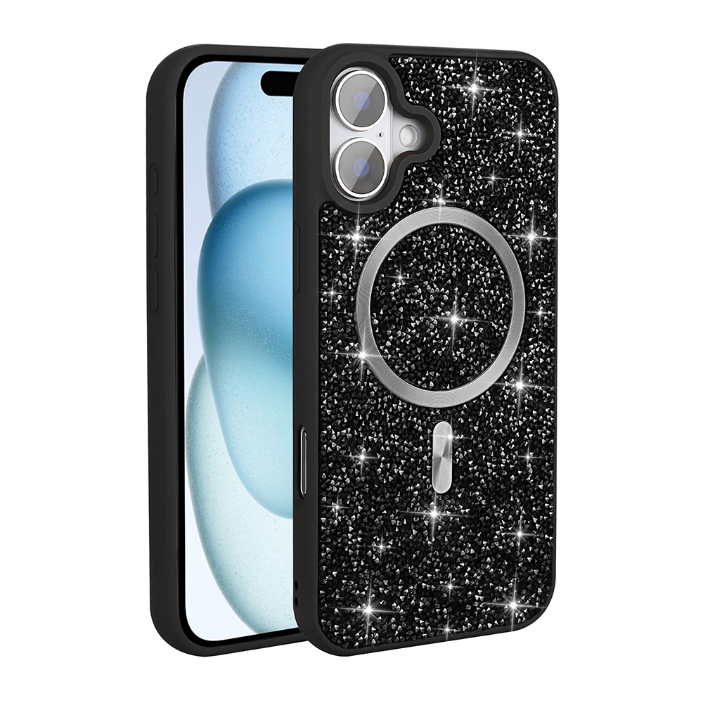 Apple iPhone 16 Plus Kılıf Pırlanta Tasarımlı M-safe Şarj Özellikli Zore Mozaik Silikon Kapak - 3