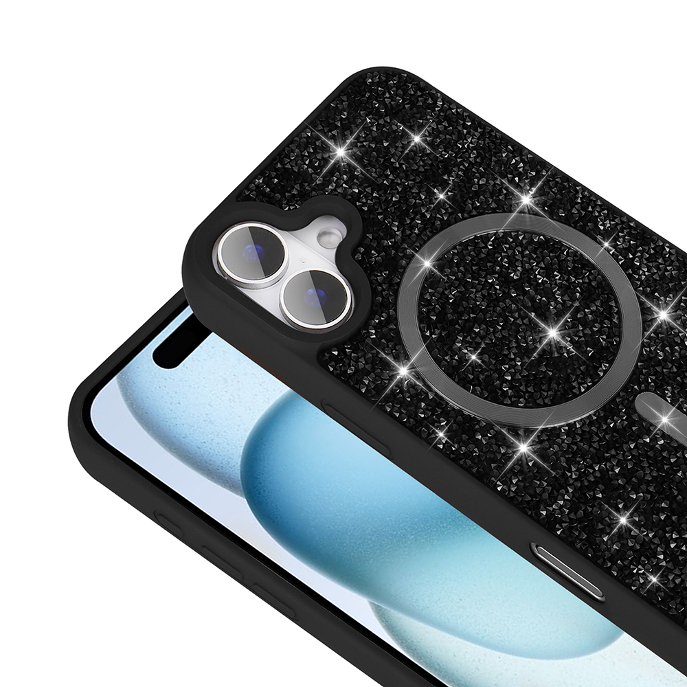 Apple iPhone 16 Plus Kılıf Pırlanta Tasarımlı M-safe Şarj Özellikli Zore Mozaik Silikon Kapak - 9