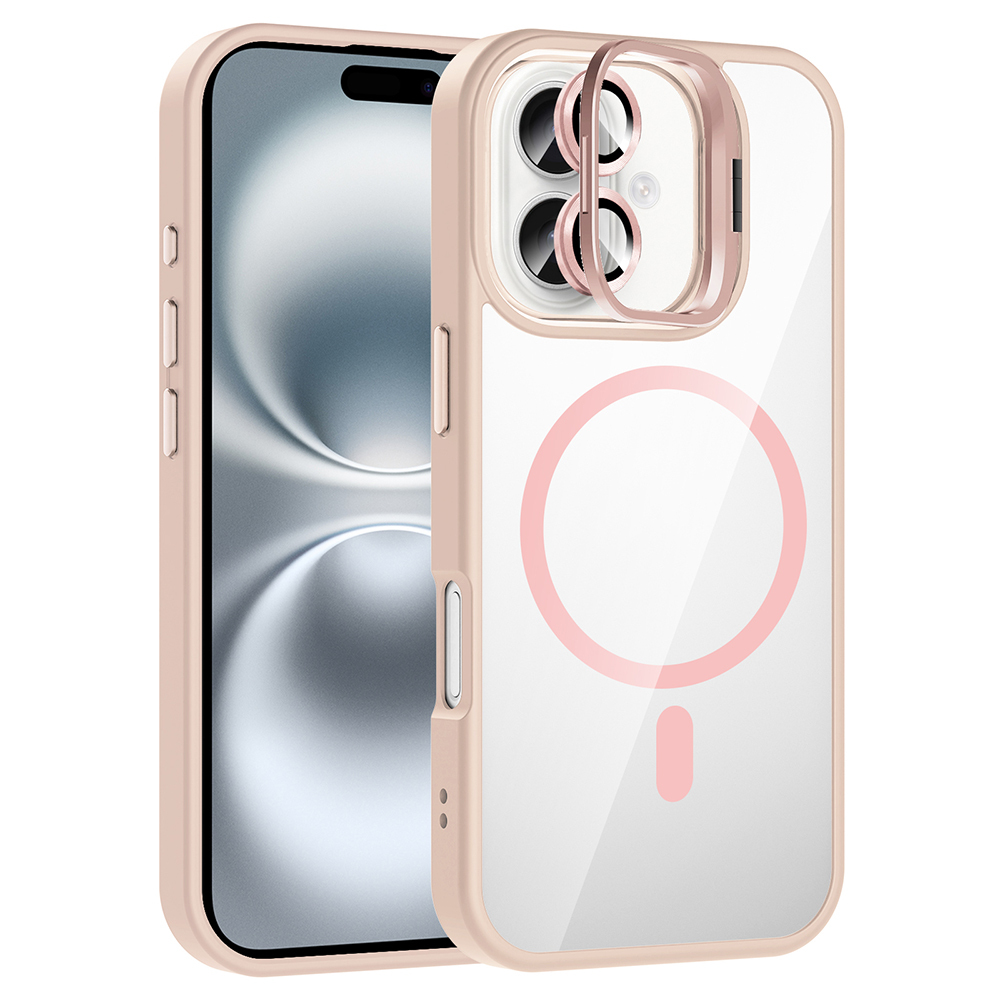 Apple iPhone 16 Plus Kılıf Standlı ve Kamera Lens Hediyeli M-Safe Şarj Özellikli Zore Etro Kapak - 6