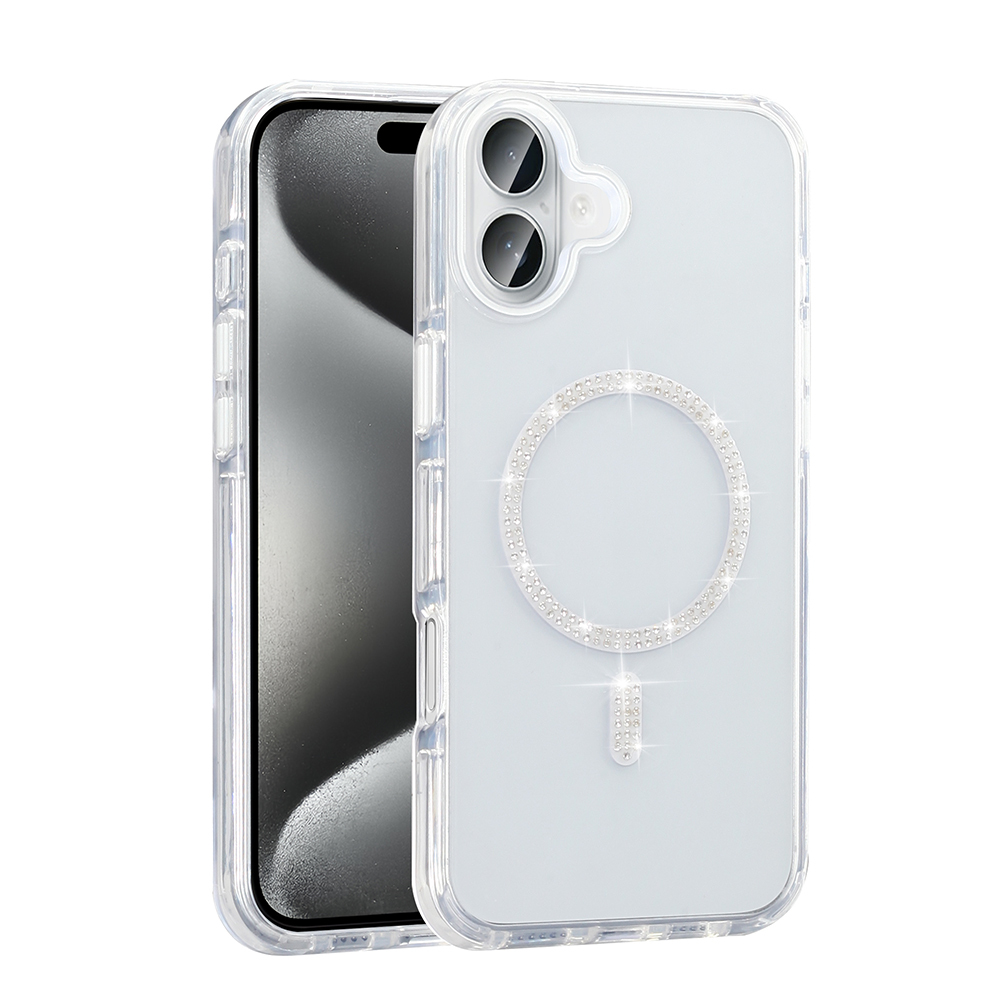 Apple iPhone 16 Plus Kılıf Taşlı Tasarım M-safe Şarj Özellikli Zore Koment Silikon Kapak - 2