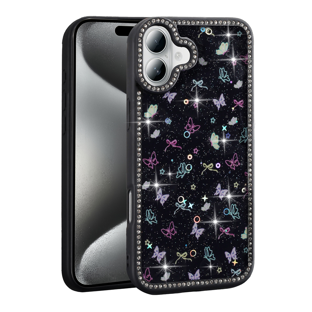 Apple iPhone 16 Plus Kılıf Taşlı ve Simli Tasarım Zore Azra Kapak - 4