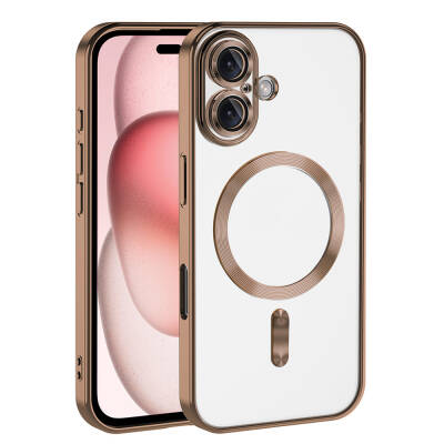 Apple iPhone 16 Plus Magsafe Wireless Charging Feature Case Camera Protected Zore Demre Cover Desert Titanyum