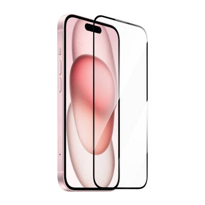 Apple iPhone 16 Plus Wiwu GT-008 Polimer Oleofobik Kaplama Şeffaf Pürüzsüz Temperli Cam Ekran Koruyucu 10'lu Paket Siyah