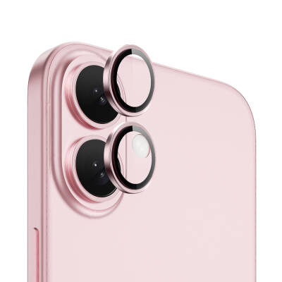 Apple iPhone 16 Plus Wiwu LG-003 Lens Guard Çizilmeye Karşı Dayanıklı Safir Kamera Lens Koruyucu Pembe