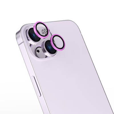 Apple iPhone 16 Plus Zore Safir CL-15 Parmak İzi Bırakmayan Anti-Reflective Kamera Lens Koruyucu Pembe
