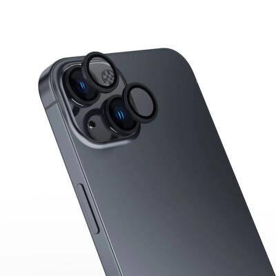 Apple iPhone 16 Plus Zore Safir CL-15 Parmak İzi Bırakmayan Anti-Reflective Kamera Lens Koruyucu Siyah