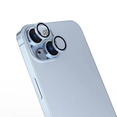 Apple iPhone 16 Plus Zore Safir CL-15 Parmak İzi Bırakmayan Anti-Reflective Kamera Lens Koruyucu Mavi