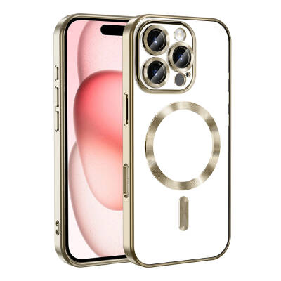 Apple iPhone 16 Pro Case Camera Protected Magsafe Wireless Charging Feature Zore Demre Cover Gold