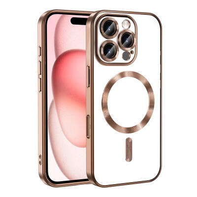 Apple iPhone 16 Pro Case Camera Protected Magsafe Wireless Charging Feature Zore Demre Cover Desert Titanyum