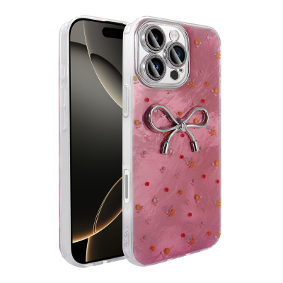 Apple iPhone 16 Pro Case Camera Protection Figured Zore Ponti Silicone Cover Açık Pembe