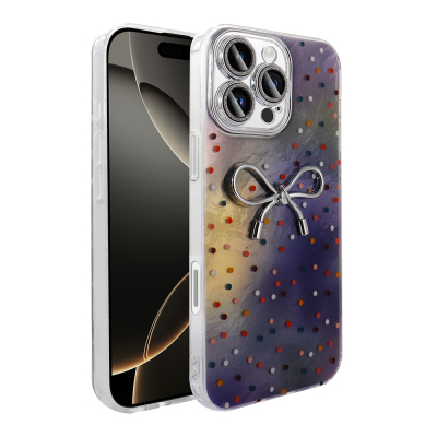 Apple iPhone 16 Pro Case Camera Protection Figured Zore Ponti Silicone Cover Lila