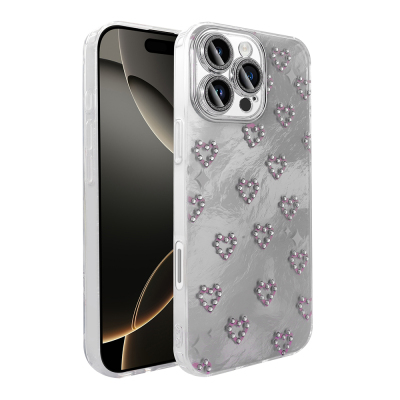 Apple iPhone 16 Pro Case Camera Protection Figured Zore Ponti Silicone Cover White