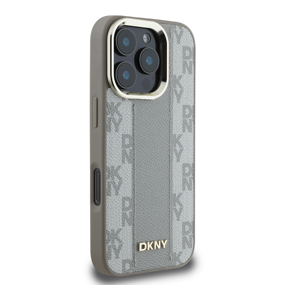 Apple iPhone 16 Pro Case DKNY Original Licensed Magsafe Charging Feature 3D Printed Checkered Pattern Cover - 4