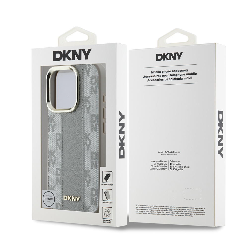 Apple iPhone 16 Pro Case DKNY Original Licensed Magsafe Charging Feature 3D Printed Checkered Pattern Cover - 8