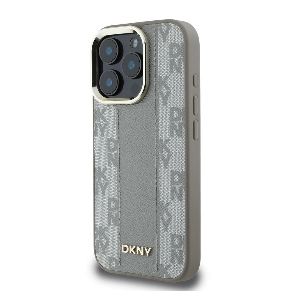 Apple iPhone 16 Pro Case DKNY Original Licensed Magsafe Charging Feature 3D Printed Checkered Pattern Cover - 9