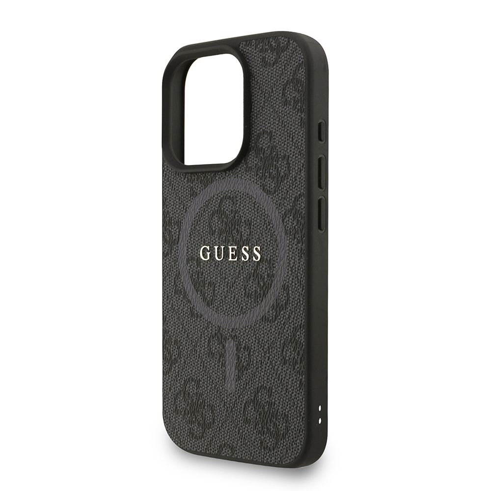 Apple iPhone 16 Pro Case Guess Original Licensed M-safe Charging Feature PU Leather Wrist Strap Rope Cover Text Logo - 23