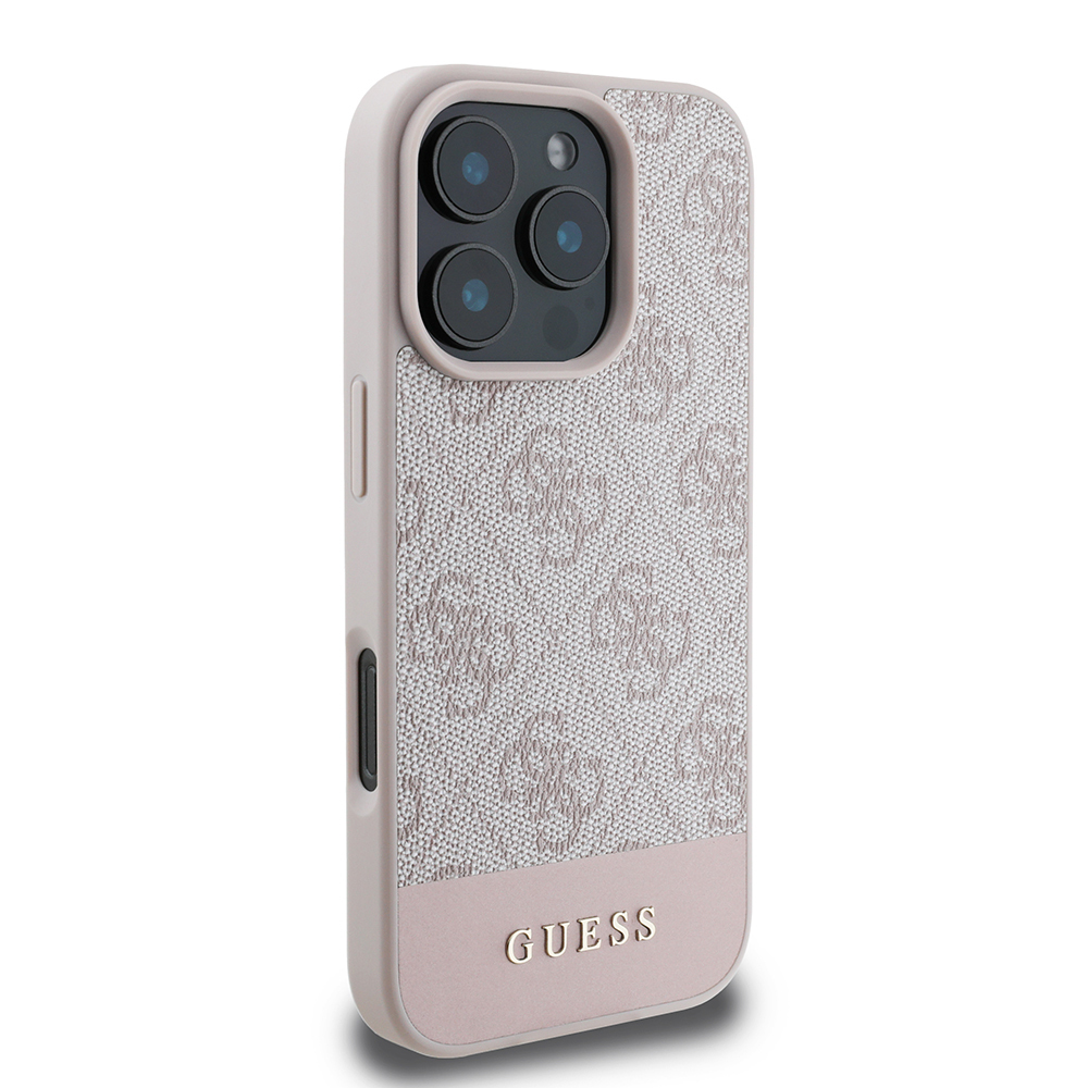 Apple iPhone 16 Pro Case Guess Original Licensed PU Leather Stripe Logo Design Cover - 7