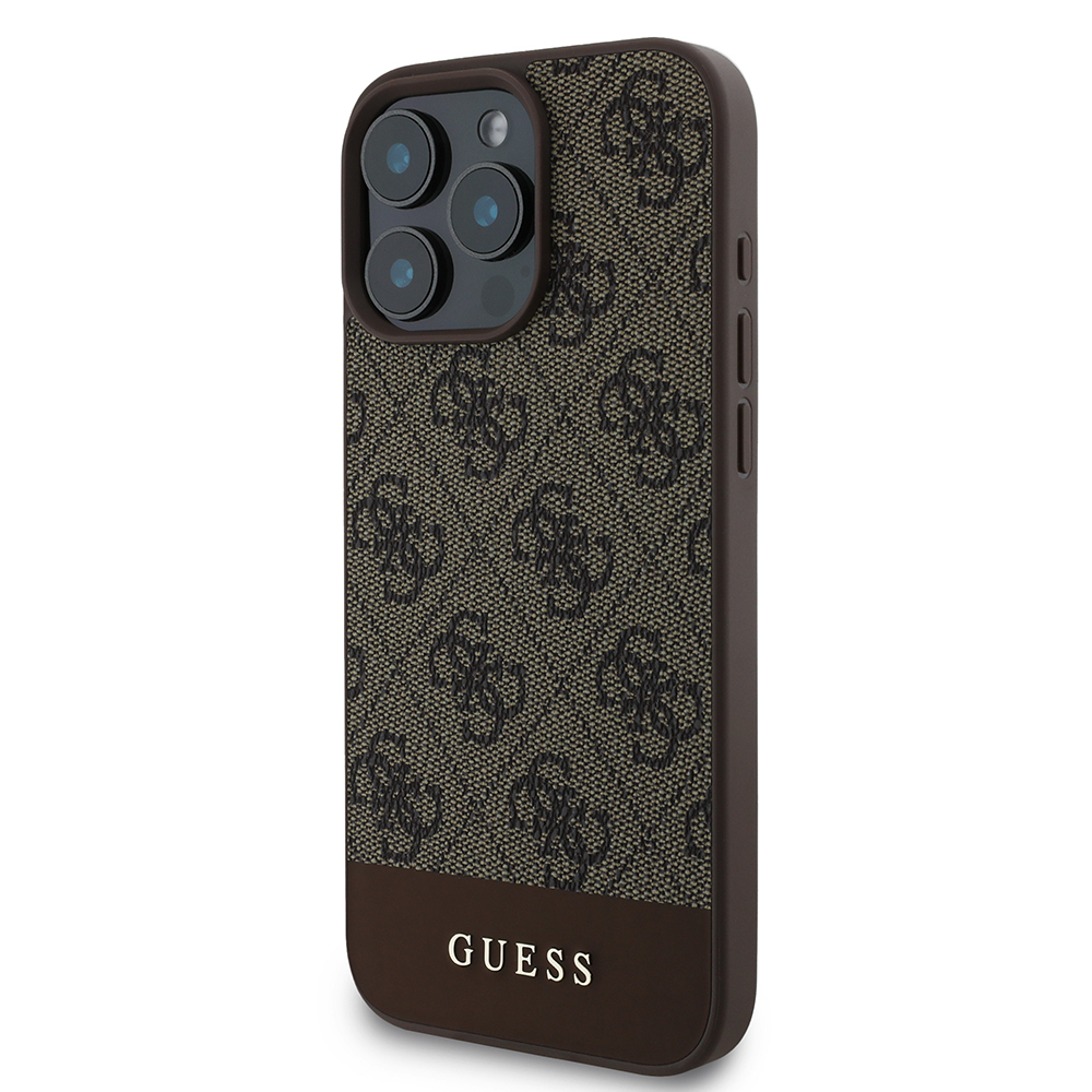 Apple iPhone 16 Pro Case Guess Original Licensed PU Leather Stripe Logo Design Cover - 12